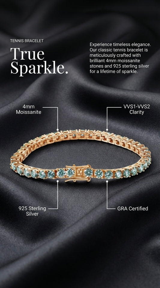 Round Brilliant Cut Tennis Chain Bracelet