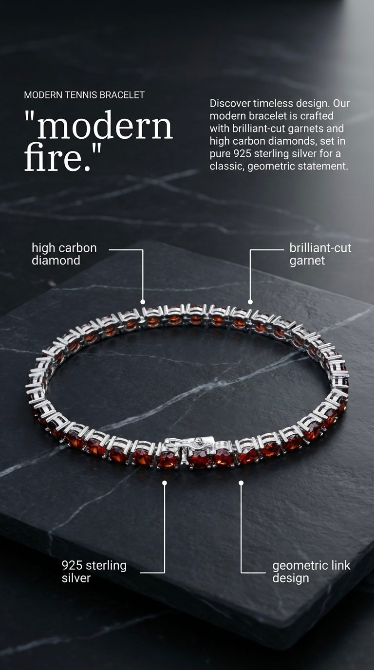 Modern Garnet Diamond Bracelet