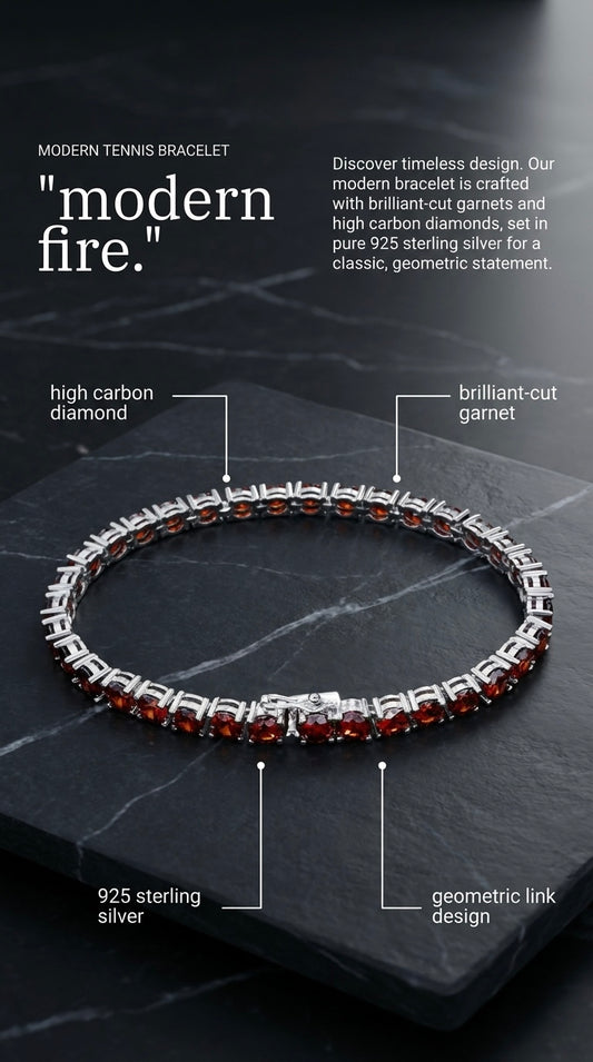 Modern Garnet Diamond Bracelet