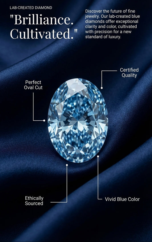 Oval Shape Lab-Created Blue Diamond Certificate Cultivated Diamond