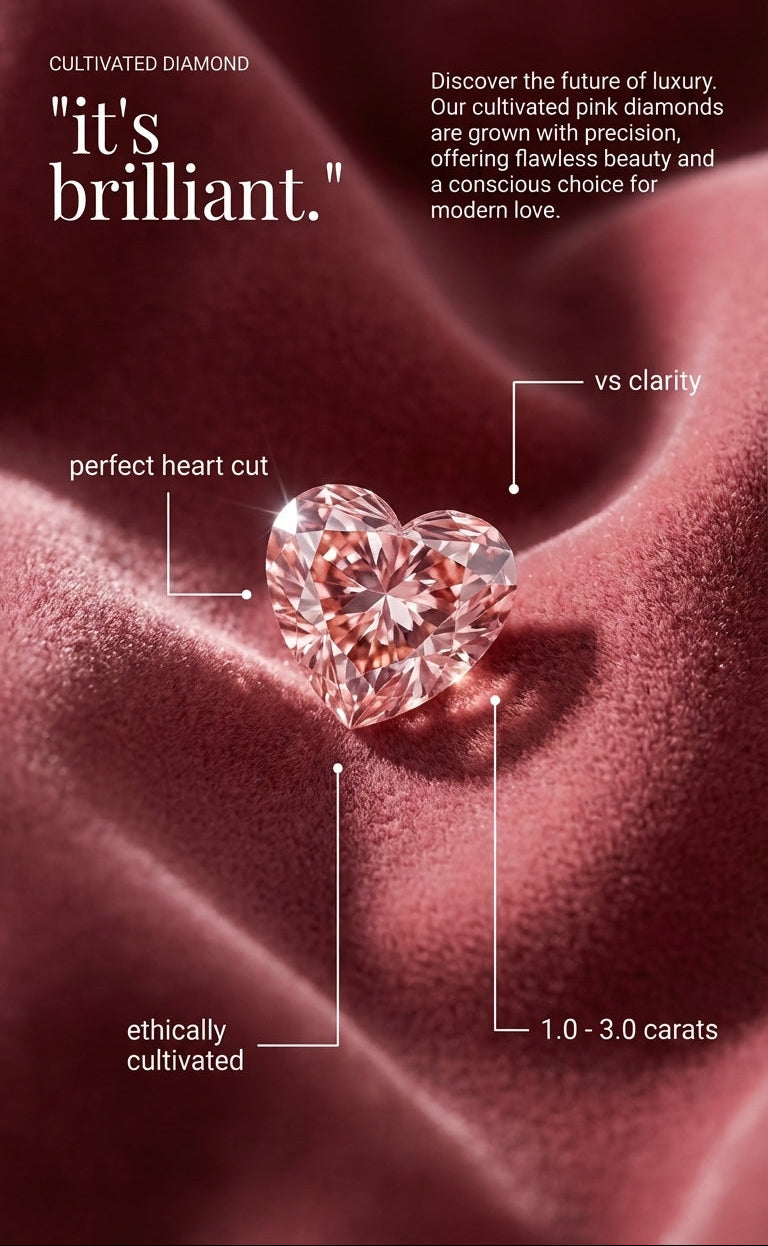 Pink Cultivated Diamond CVD Laboratory Artificial VS Pink Diamond Heart Shape
