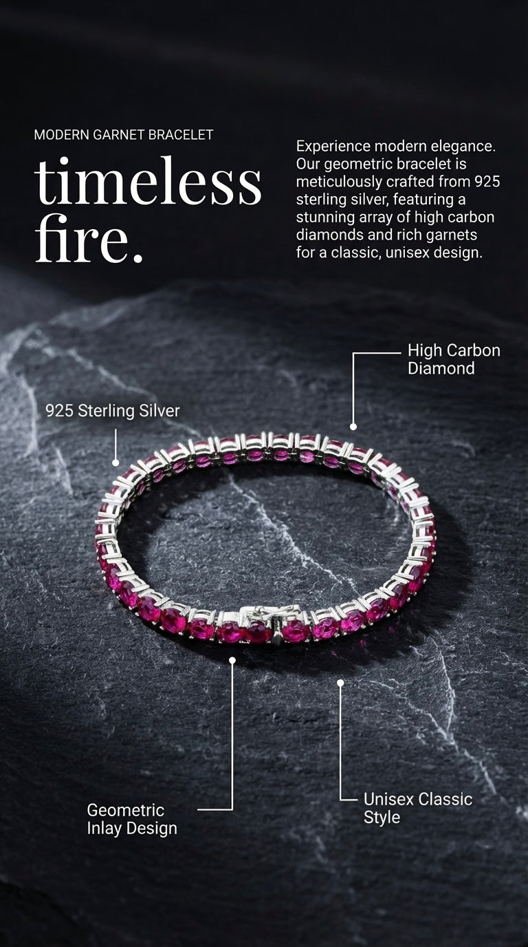 Modern Garnet Diamond Bracelet