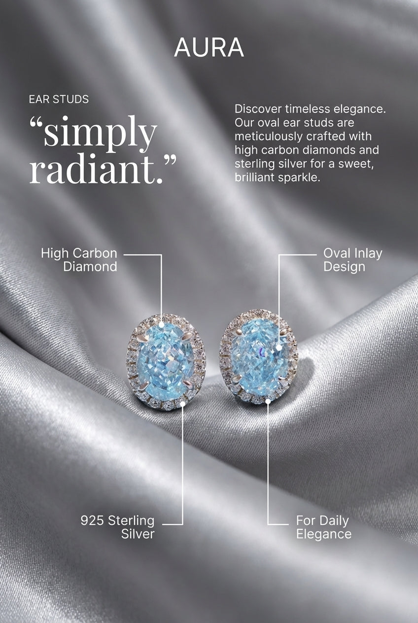 Elegant Diamond Oval Ear Studs